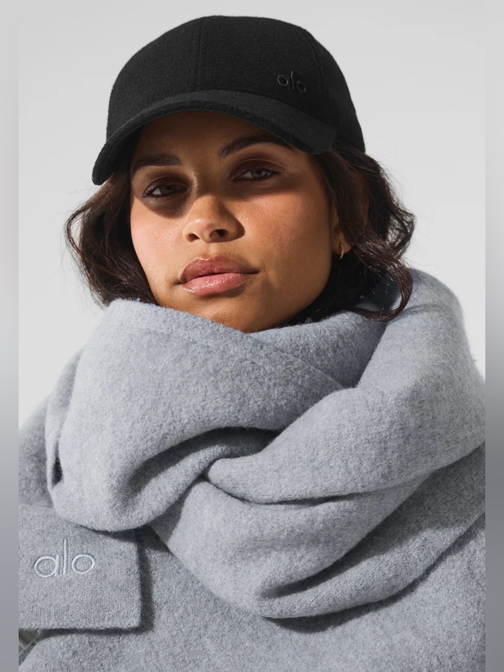 Alo Merino Wool Oversized Scarf - Hazy Heather Grey